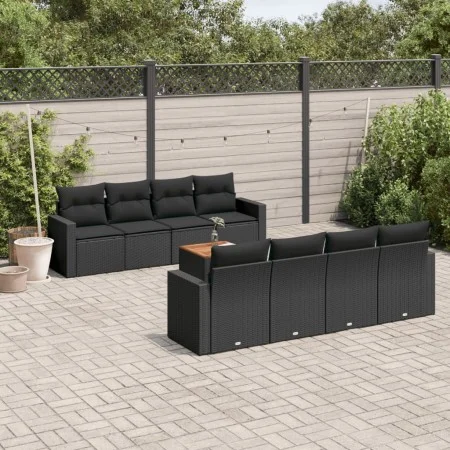 8-teiliges Gartensofa-Set und schwarze synthetische Rattankissen von , Gartensets - Ref: Foro24-3256370, Preis: 603,84 €, Rab...