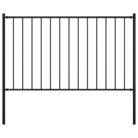 Black powder coated steel fence panel and posts 1.7x0.75 m by vidaXL, fence panels - Ref: Foro24-145209, Price: 52,65 €, Disc...