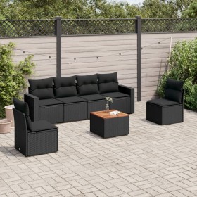 7-piece garden dining set and black synthetic rattan cushions by , Garden sets - Ref: Foro24-3256398, Price: 423,12 €, Discou...