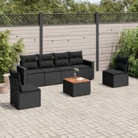 7-piece garden dining set and black synthetic rattan cushions by , Garden sets - Ref: Foro24-3256398, Price: 425,32 €, Discou...