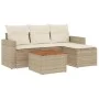 Gartensofa-Set mit Kissen, 5-teilig, beiges synthetisches Rattan von , Gartensets - Ref: Foro24-3256422, Preis: 341,68 €, Rab...