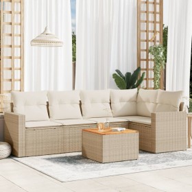 Gartensofa-Set mit Kissen, 6-teilig, beiges synthetisches Rattan von , Gartensets - Ref: Foro24-3256443, Preis: 436,28 €, Rab...