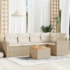 Gartensofa-Set mit Kissen, 6-teilig, beiges synthetisches Rattan von , Gartensets - Ref: Foro24-3256443, Preis: 421,30 €, Rab...