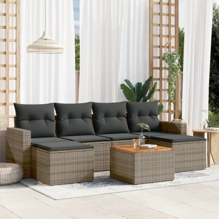7-teiliges Gartensofa-Set mit grauen PE-Rattan-Kissen von , Gartensets - Ref: Foro24-3256578, Preis: 403,56 €, Rabatt: %