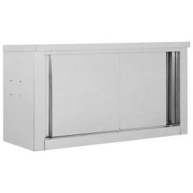Kitchen wall cabinet with sliding doors, made of steel, 90x40x50 cm by vidaXL, Food container - Ref: Foro24-51052, Price: 194...