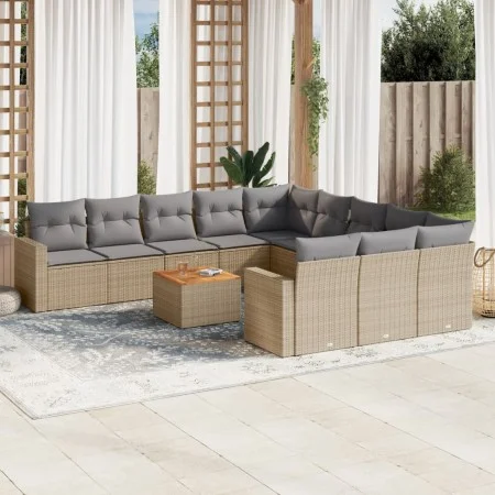Garden sofa set with beige cushions mix 12 pieces PE rattan by , Garden sets - Ref: Foro24-3256682, Price: 829,00 €, Discount: %