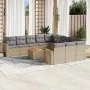 Gartensofa-Set mit beigem Kissenmix, 12-teilig aus PE-Rattan von , Gartensets - Ref: Foro24-3256682, Preis: 829,13 €, Rabatt: %