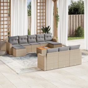Gartensofa-Set mit beigem Kissenmix, 11-teilig aus PE-Rattan von , Gartensets - Ref: Foro24-3256675, Preis: 724,54 €, Rabatt: %