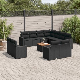 Gartensofa-Set 12-teilig mit schwarzen synthetischen Rattankissen von , Gartensets - Ref: Foro24-3256713, Preis: 924,32 €, Ra...