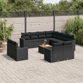 Gartensofa-Set 12-teilig mit schwarzen synthetischen Rattankissen von , Gartensets - Ref: Foro24-3256713, Preis: 912,09 €, Ra...