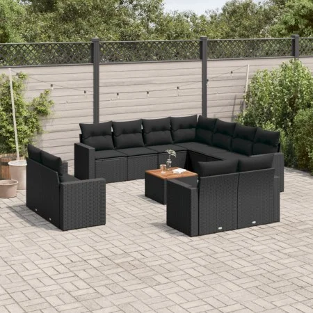 Gartensofa-Set 12-teilig mit schwarzen synthetischen Rattankissen von , Gartensets - Ref: Foro24-3256713, Preis: 929,57 €, Ra...