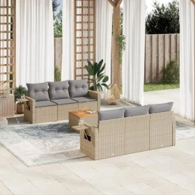 Gartensofa-Set mit beigem Kissenmix, 7-teilig aus PE-Rattan von , Gartensets - Ref: Foro24-3256787, Preis: 515,64 €, Rabatt: %