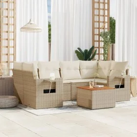 7-piece garden sofa set and beige synthetic rattan cushions by , Garden sets - Ref: Foro24-3256793, Price: 528,93 €, Discount: %