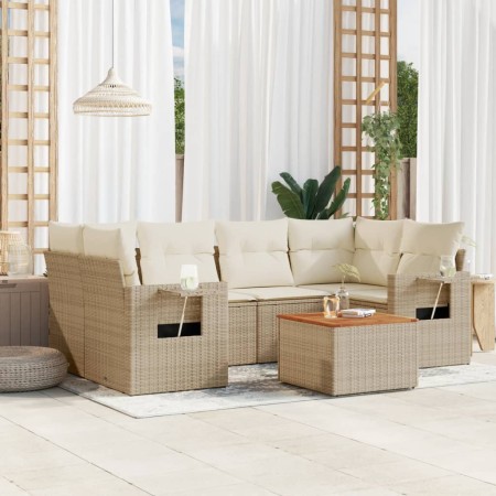 7-piece garden sofa set and beige synthetic rattan cushions by , Garden sets - Ref: Foro24-3256793, Price: 517,99 €, Discount: %