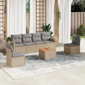 Gartensofa-Set mit beigem Kissenmix, 7-teilig aus PE-Rattan von , Gartensets - Ref: Foro24-3256843, Preis: 431,89 €, Rabatt: %