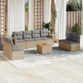 Garden sofa set with beige cushions mix 9 pieces PE rattan by , Garden sets - Ref: Foro24-3256857, Price: 533,17 €, Discount: %