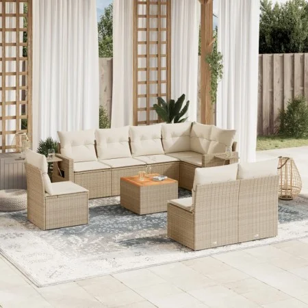 9-piece garden sofa set with beige synthetic rattan cushions by , Garden sets - Ref: Foro24-3256933, Price: 614,90 €, Discoun...
