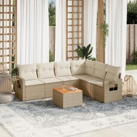 7-piece garden sofa set and beige synthetic rattan cushions by , Garden sets - Ref: Foro24-3256912, Price: 507,07 €, Discount: %