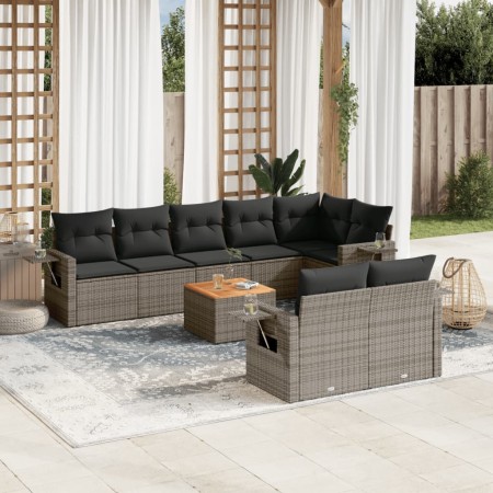 9-teiliges Gartenmöbel-Set und graue synthetische Rattankissen von , Gartensets - Ref: Foro24-3256984, Preis: 622,57 €, Rabat...