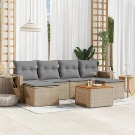 Gartensofa-Set mit beigem Kissenmix, 7-teilig aus PE-Rattan von , Gartensets - Ref: Foro24-3257018, Preis: 434,04 €, Rabatt: %