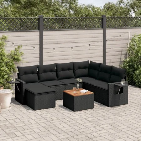 8-piece garden sofa set and black synthetic rattan cushions by , Garden sets - Ref: Foro24-3257007, Price: 508,22 €, Discount: %