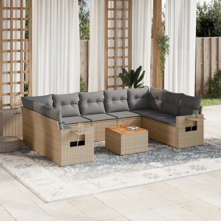 Juego de sofás jardín con cojines beige 10 pzas ratán sintético de , Conjuntos de jardín - Ref: Foro24-3257039, Precio: 670,9...