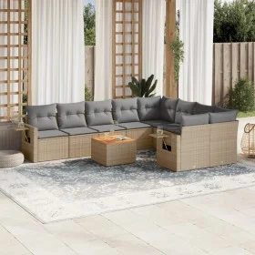 Gartensofa-Set mit beigen Kissen, 10-teilig, synthetisches Rattan von , Gartensets - Ref: Foro24-3257053, Preis: 661,14 €, Ra...