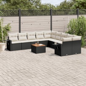 Set de sofás de jardín 11 pzas y cojines ratán sintético negro de , Conjuntos de jardín - Ref: Foro24-3257085, Precio: 639,51...