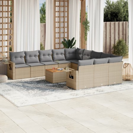 Gartensofa-Set mit beigem Kissenmix, 12-teilig aus PE-Rattan von , Gartensets - Ref: Foro24-3257123, Preis: 814,90 €, Rabatt: %