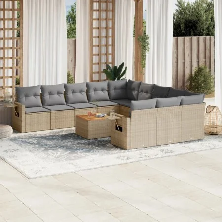 Gartensofa-Set mit beigem Kissenmix, 12-teilig aus PE-Rattan von , Gartensets - Ref: Foro24-3257123, Preis: 815,33 €, Rabatt: %
