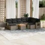 10-teiliges Gartensofa-Set mit grauen synthetischen Rattankissen von , Gartensets - Ref: Foro24-3257180, Preis: 580,16 €, Rab...