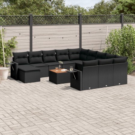 Gartensofa- und Kissenset 13-teilig aus schwarzem synthetischem Rattan von , Gartensets - Ref: Foro24-3257196, Preis: 861,74 ...