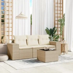 Garden sofa set with cushions 4 pieces beige synthetic rattan by , Garden sets - Ref: Foro24-3254605, Price: 328,72 €, Discou...