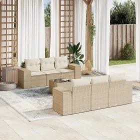 7-teiliges Gartensofa-Set und beigefarbene synthetische Rattankissen von , Gartensets - Ref: Foro24-3254645, Preis: 599,08 €,...