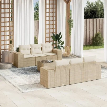 7-piece garden sofa set and beige synthetic rattan cushions by , Garden sets - Ref: Foro24-3254645, Price: 599,12 €, Discount: %