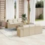 7-piece garden sofa set and beige synthetic rattan cushions by , Garden sets - Ref: Foro24-3254645, Price: 599,12 €, Discount: %