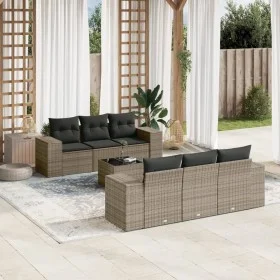 7-piece garden sofa set with gray PE rattan cushions by , Garden sets - Ref: Foro24-3254647, Price: 494,35 €, Discount: %