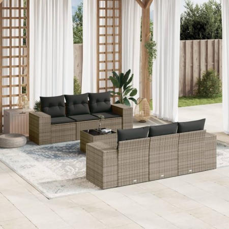 7-piece garden sofa set with gray PE rattan cushions by , Garden sets - Ref: Foro24-3254647, Price: 494,06 €, Discount: %