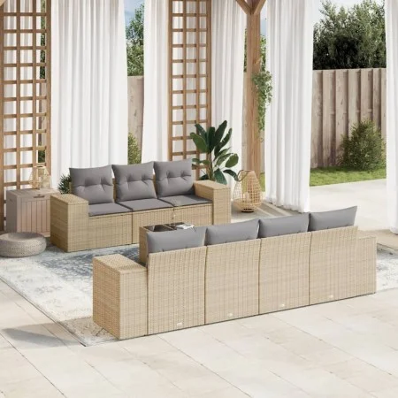 Garden sofa set with beige cushions 8 pcs PE rattan by , Garden sets - Ref: Foro24-3254666, Price: 599,43 €, Discount: %