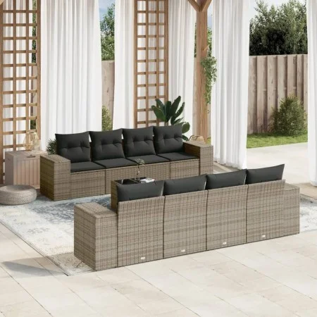 9-piece garden furniture set and gray synthetic rattan cushions by , Garden sets - Ref: Foro24-3254687, Price: 595,38 €, Disc...