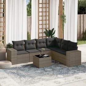 7-piece garden sofa set with gray PE rattan cushions by , Garden sets - Ref: Foro24-3254957, Price: 452,15 €, Discount: %