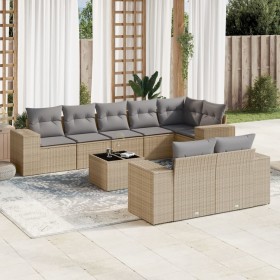 9-teiliges Gartensofa-Set mit beigen synthetischen Rattankissen von , Gartensets - Ref: Foro24-3255166, Preis: 647,99 €, Raba...