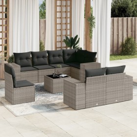 9-piece garden furniture set and gray synthetic rattan cushions by , Garden sets - Ref: Foro24-3255187, Price: 632,35 €, Disc...