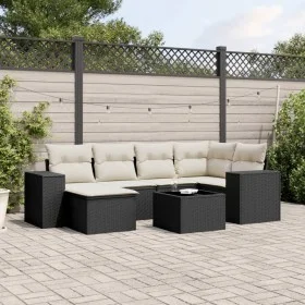 7-piece garden dining set and black synthetic rattan cushions by , Garden sets - Ref: Foro24-3255203, Price: 442,55 €, Discou...