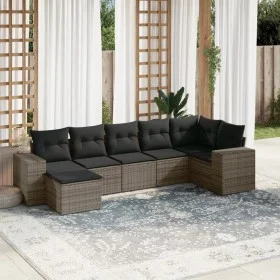 7-piece garden sofa set with gray PE rattan cushions by , Garden sets - Ref: Foro24-3255217, Price: 447,57 €, Discount: %