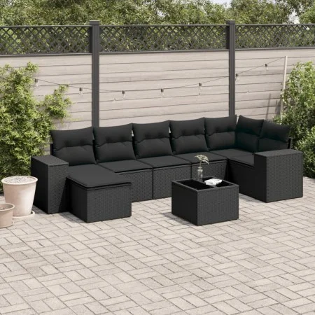 8-piece garden sofa set and black synthetic rattan cushions by , Garden sets - Ref: Foro24-3255222, Price: 512,41 €, Discount: %