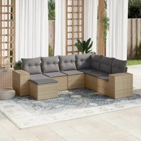 7-piece garden sofa set and beige synthetic rattan cushions by , Garden sets - Ref: Foro24-3255236, Price: 483,47 €, Discount: %