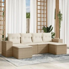 Garden sofa set with cushions 6 pieces beige synthetic rattan by , Garden sets - Ref: Foro24-3255255, Price: 453,75 €, Discou...