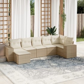 Set sofás de jardín 7 piezas y cojines ratán sintético beige de , Conjuntos de jardín - Ref: Foro24-3255215, Precio: 499,13 €...