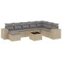 9-teiliges Gartensofa-Set mit beigen synthetischen Rattankissen von , Gartensets - Ref: Foro24-3255306, Preis: 587,23 €, Raba...